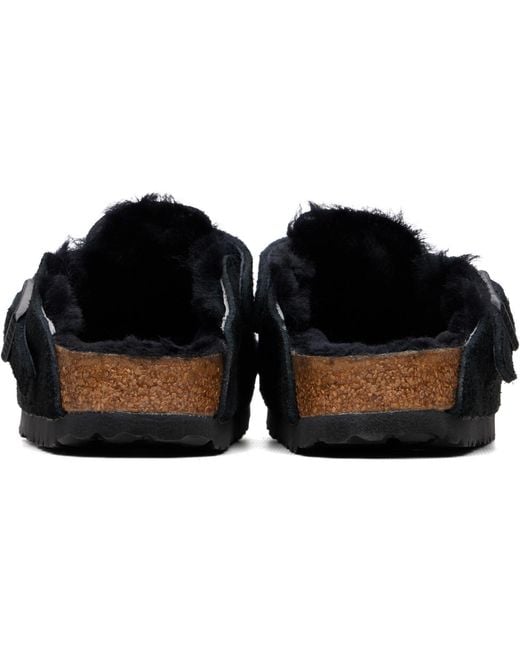 Birkenstock Black Narrow Boston Shearling Loafers
