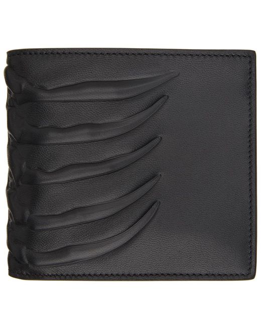 Alexander McQueen Leather Black Rib Cage Bifold Wallet for Men | Lyst