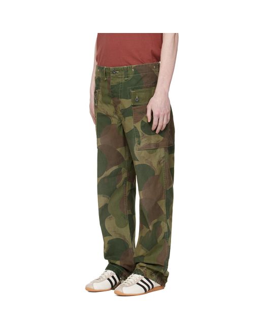RRL Green Camo Poplin Field Cargo Pants for men