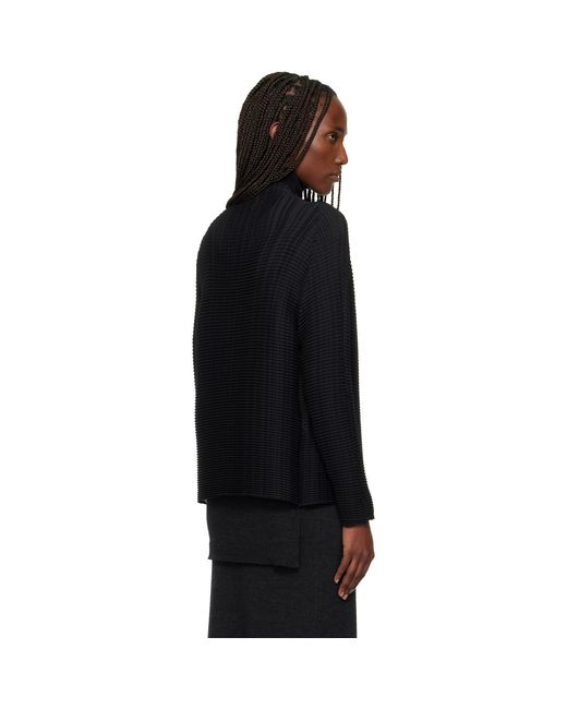 Issey Miyake Black Wooly Pleats Cardigan