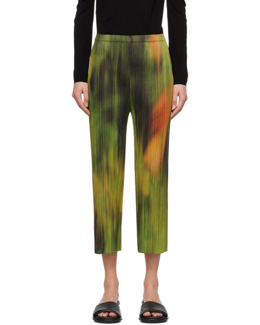 Pleats Please Issey Miyake Green Multicolor Turnip & Spinach Trousers