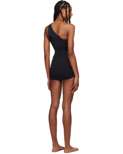 Balmain Black Asymmetric One-piece Swimsuit