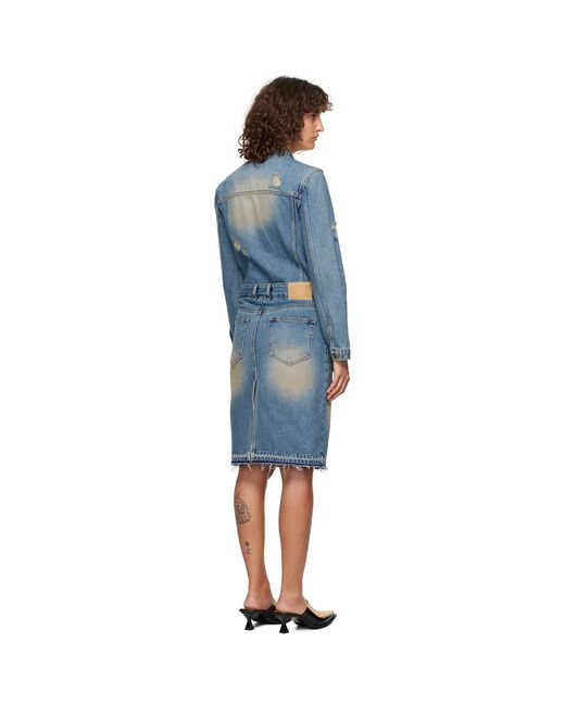 we11done Black Washed Denim Midi Dress