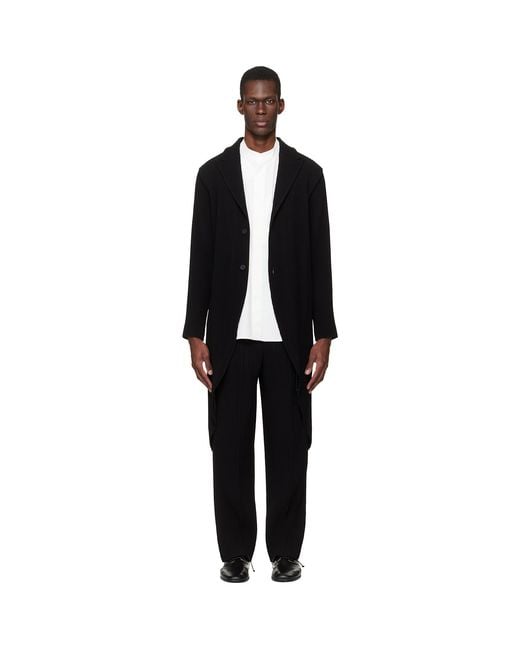 Homme Plissé Issey Miyake Black Tuxedo Pleats Coat for men