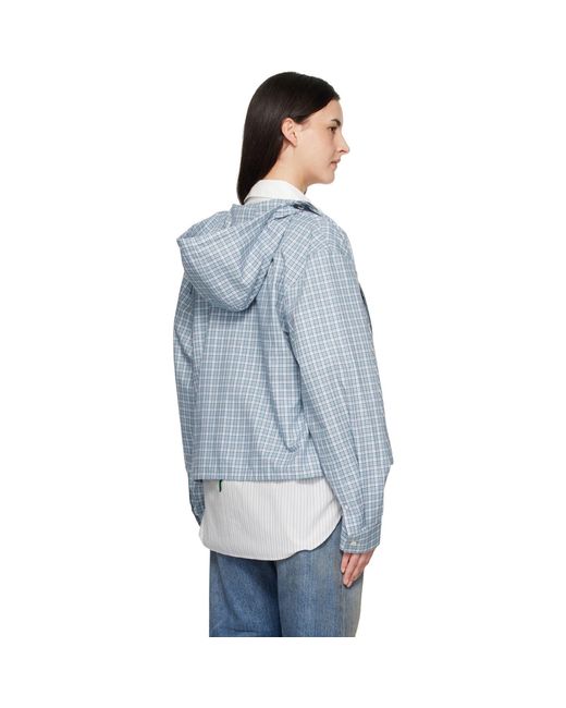 Acne Blue Hooded Check Jacket