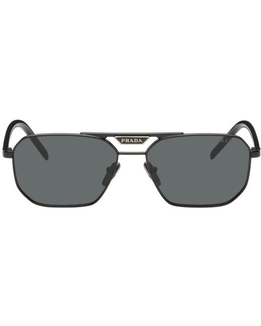 Prada Black Logo Bridge Sunglasses for men