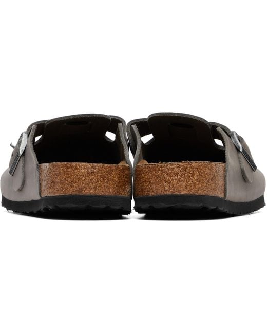 Birkenstock Brown Regular Boston Soft Footbed Oiled Leather Loafers for men