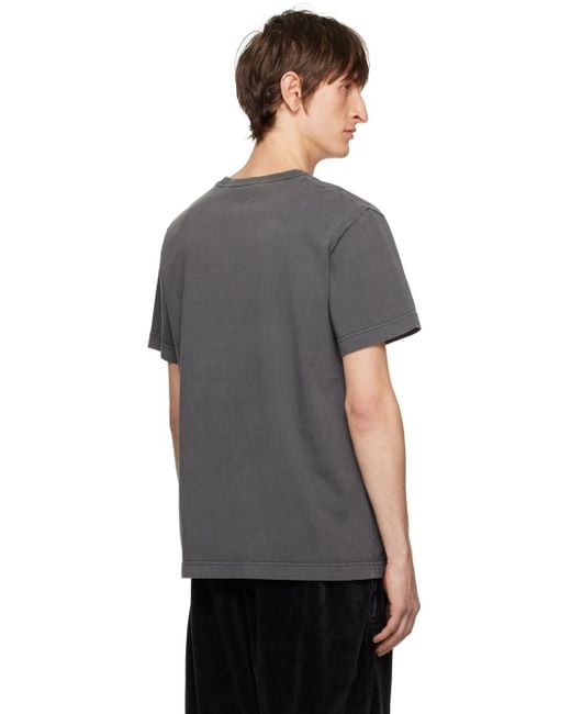 メンズ Alexander Wang グレー エンボスロゴ Tシャツ Black