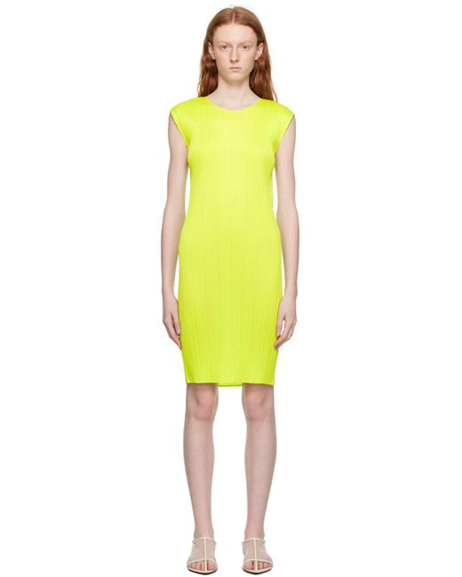 Pleats Please Issey Miyake Yellow Green New Colorful Basics 3 Midi Dress