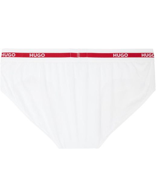 メンズ HUGO ホワイト&レッド ブリーフ 3枚セット White