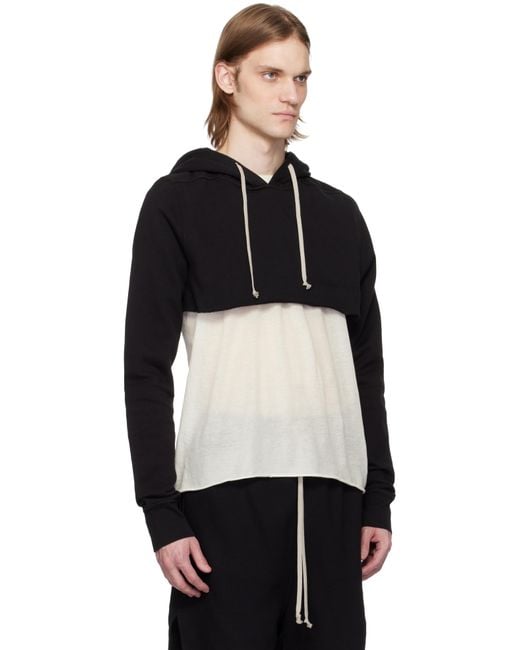 Rick Owens Black Hollywood Cropped Hoodie for men