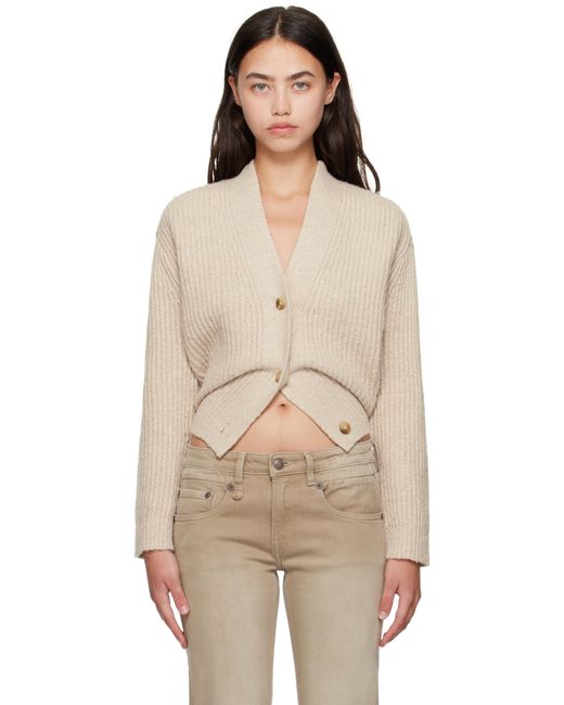 R13 ベージュ Split Hem リブ カーディガン Natural