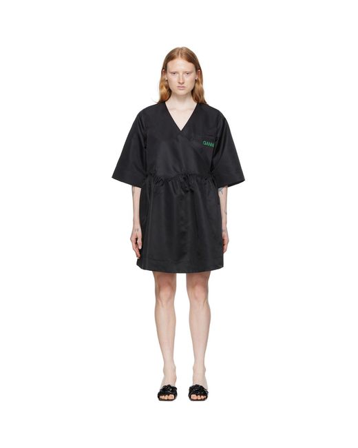 Ganni Black Ssense Exclusive Recycled Nylon Sport Dress