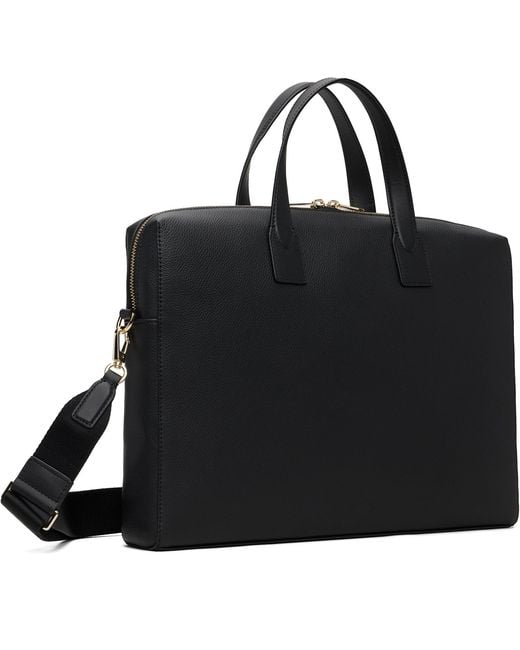 Paul Smith Black Leather 'Signature Stripe' Trim Folio Briefcase for men