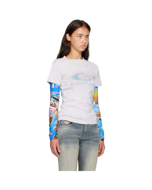 Balenciaga Blue Double Sleeve T-Shirt