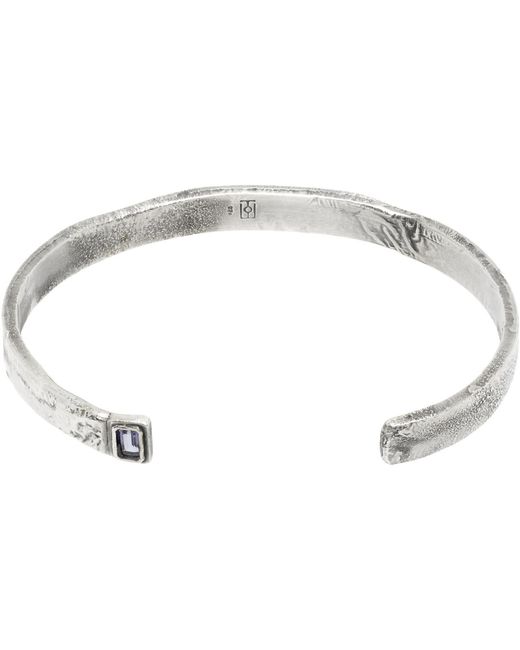 Title Of Work Black Solid Square Garnet Cuff Bracelet for men