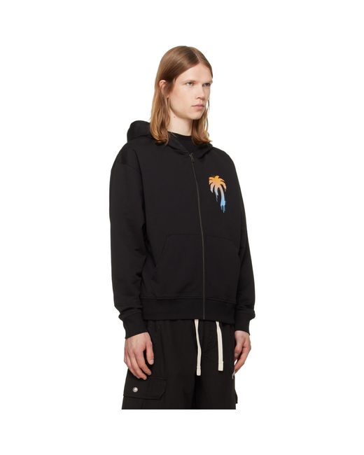 Palm Angels Black 'I Love Pa' Zipped Hoodie for men