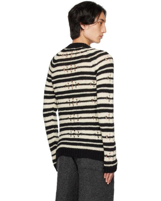 Dries Van Noten Black & White Striped Sweater for men