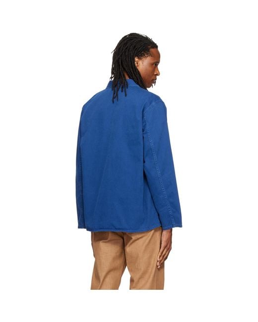 Nudie Jeans Blue Buddy Herringbone Chore Jacket for men