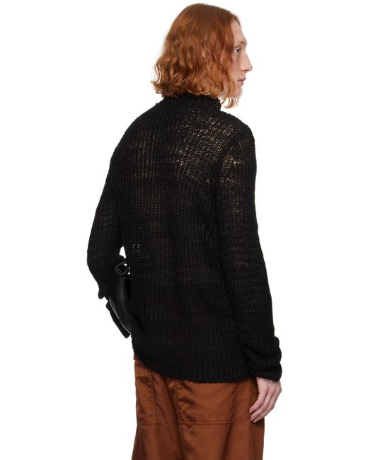 Col roulé noir en tricot côtelé Dries Van Noten pour homme en coloris Black