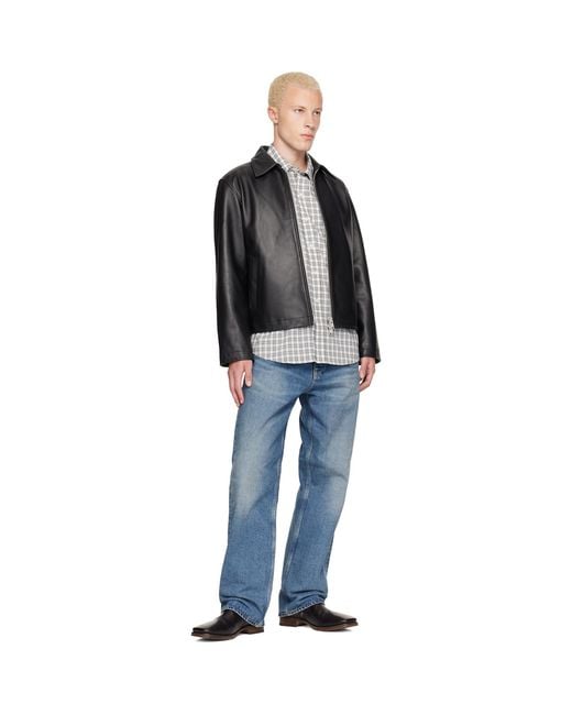 sunflower Black Short Leather Jacket for men