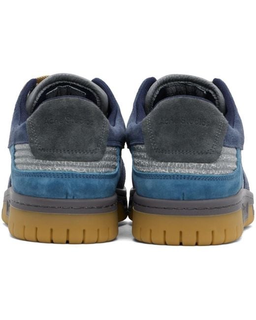 Acne Blue Navy Low Fuzzy Sneakers for men