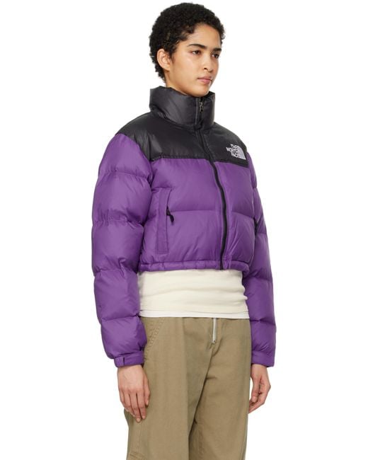 ジャケット The North Face Down jacket Nuptse cropped purple Purple & Black Nuptse Short Down Jacket by The North Face on