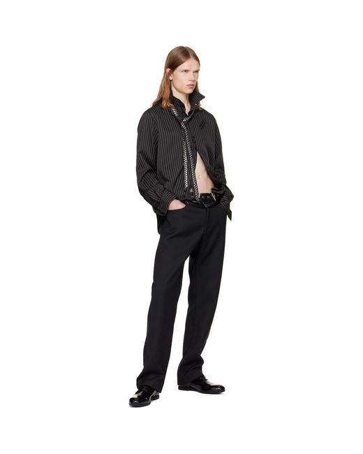 AV VATTEV Black Detachable Collar Scarf Shirt for men