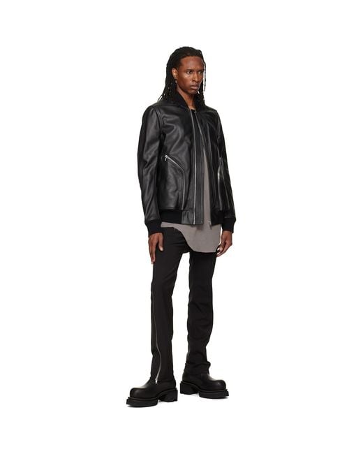 Rick Owens Black Heizer Leather Flight Jacket for men