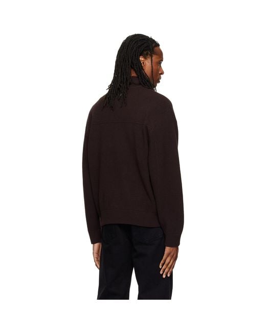 Wooyoungmi Black Ribbed Wool Polo for men