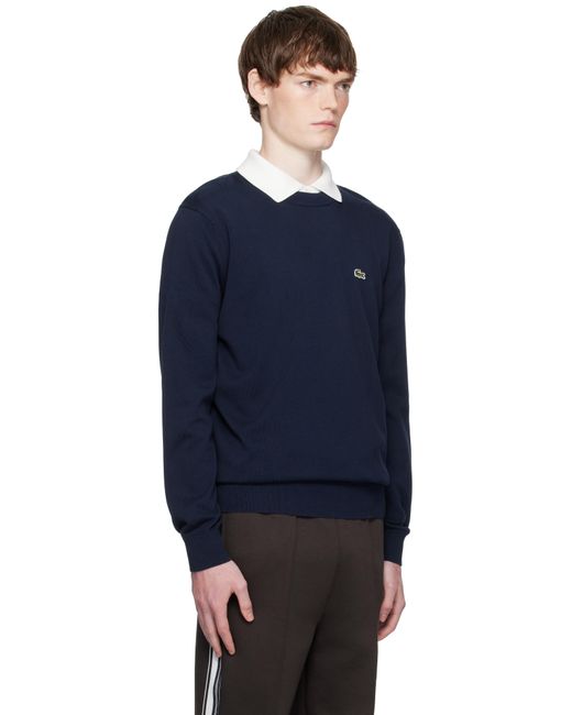 Pull Bleu Marine En Coton À Col Ras Du Cou Lacoste pour homme en coloris Blue