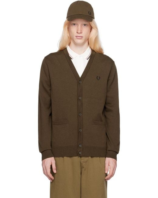 Fred Perry Brown Classic Cardigan for men