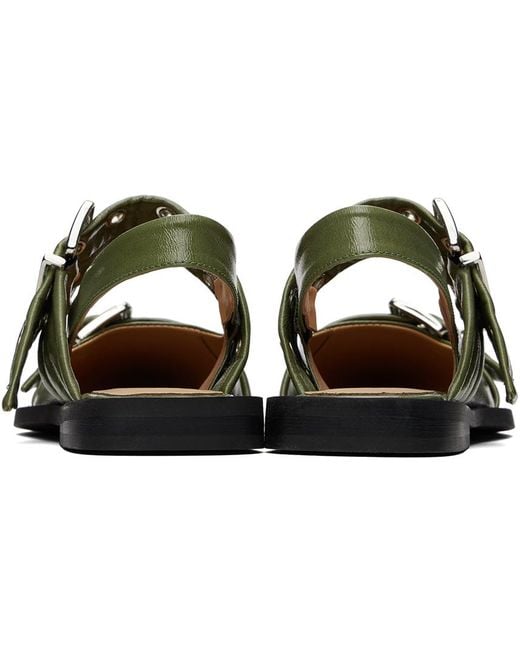 【GANNI】Feminine Buckle Ballerina Naplack flat shoes Ganni Feminine Buckle Ballerina Naplack Flats - Racing Red