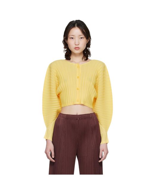 Pleats Please Issey Miyake Yellow Rib Pleats January Cardigan