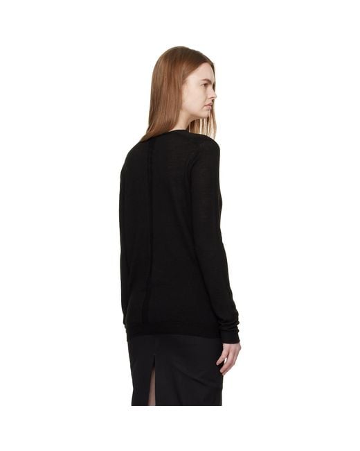 Rick Owens Black Temple V Neck Pull Sweater