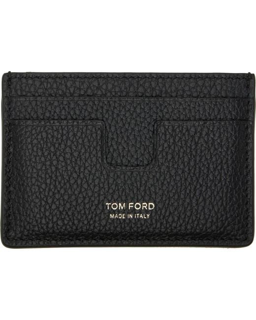 Tom Ford Black Grain Leather Classic Card Holder for men