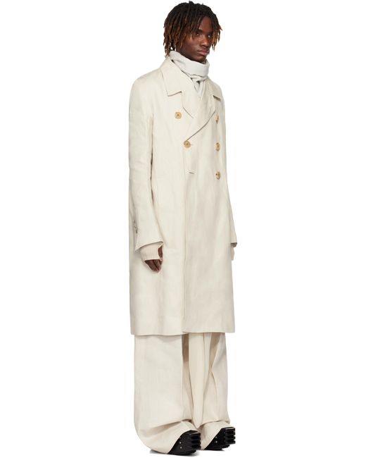 メンズ Rick Owens オフホワイト Hollywood Officer コート Black