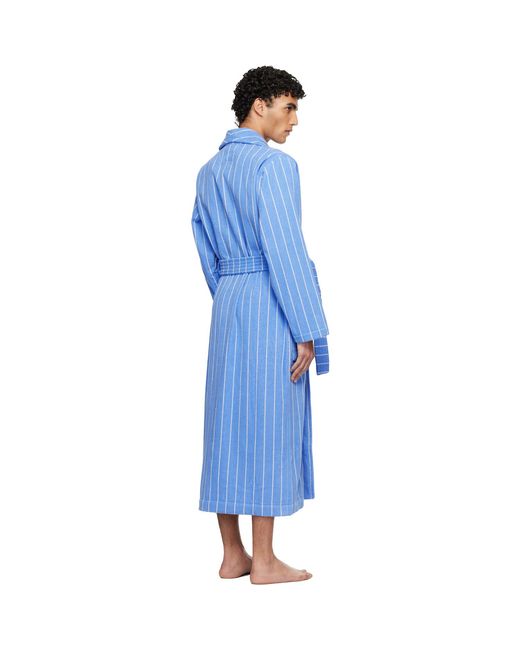 Tekla Blue Terry Classic Bathrobe for men