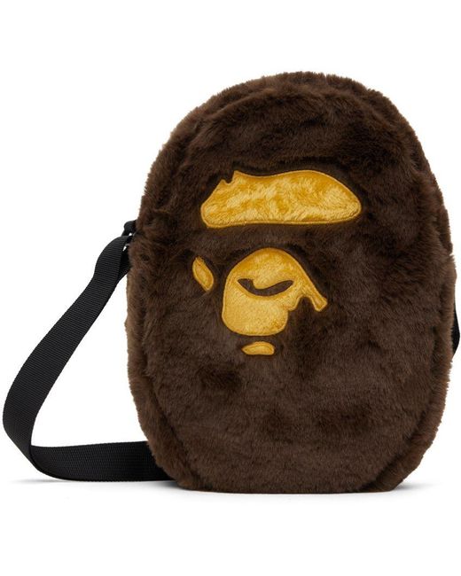 A Bathing Ape Brown Ape Head Shoulder Bag