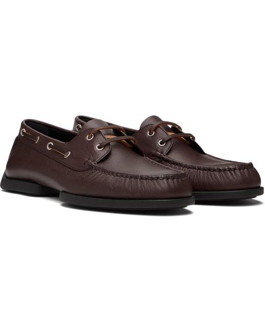 Jil Sander Black Calfskin Boat Shoes for men