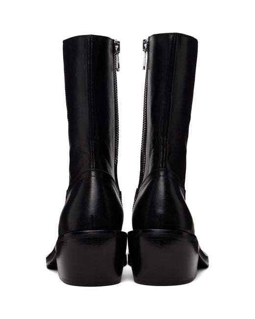 Dries Van Noten Black Leather Boots for men