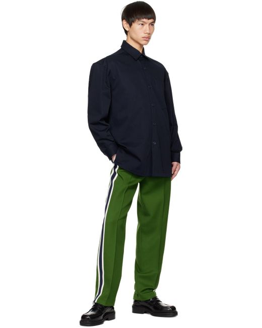 AMI Green Striped Trousers for men