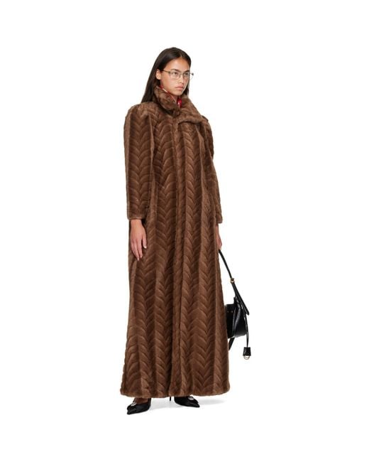 Balenciaga Brown Cable Knit Faux Fur Coat