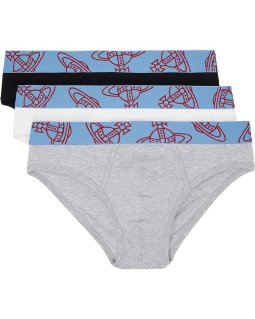 Vivienne Westwood Gray Three-Pack Slip Band Briefs for men