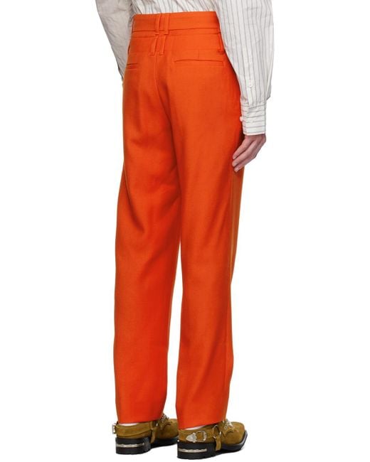Feng Chen Wang Orange Laye Trousers for men