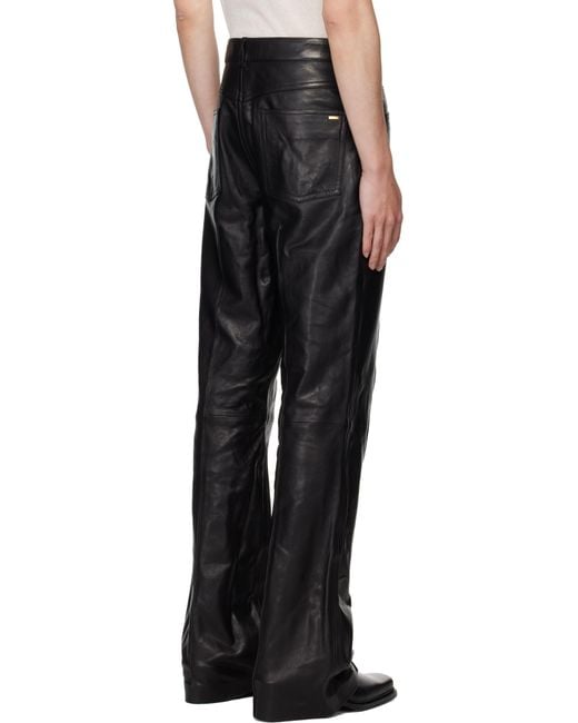 メンズ Amiri ブラック Boot Cut レザーパンツ Black