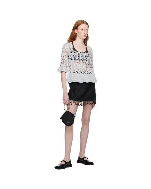 Ganni Black Silver Peplum Blouse