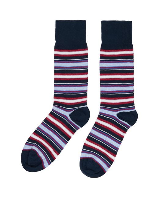 Paul Smith Blue Three-Pack Mixed Stripe Cracker Set Socks for men