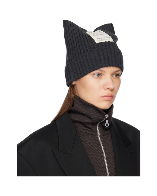 Acne Black Ribbed Beanie