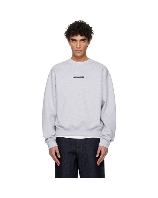 Jil Sander White Printed Sweatshirt for men